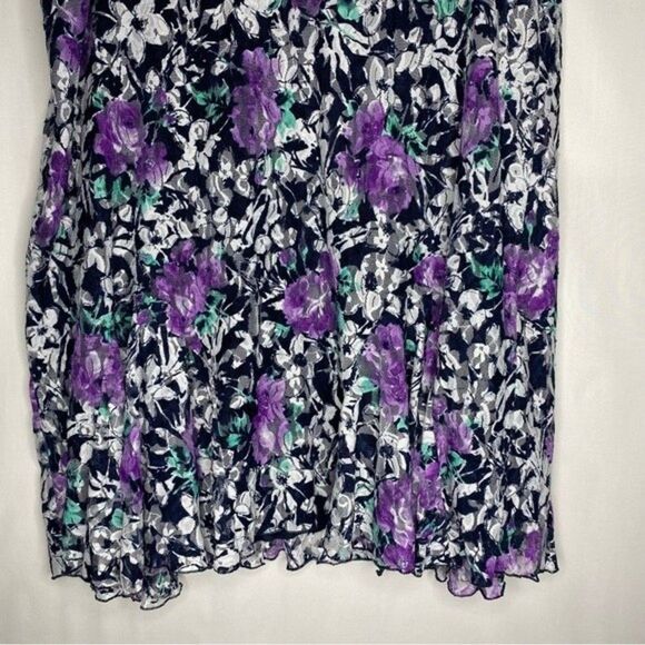 CJ Banks Blue Purple Floral Lace Stretch Lined Midi Skirt 1X Plus Size - Picture 4 of 7